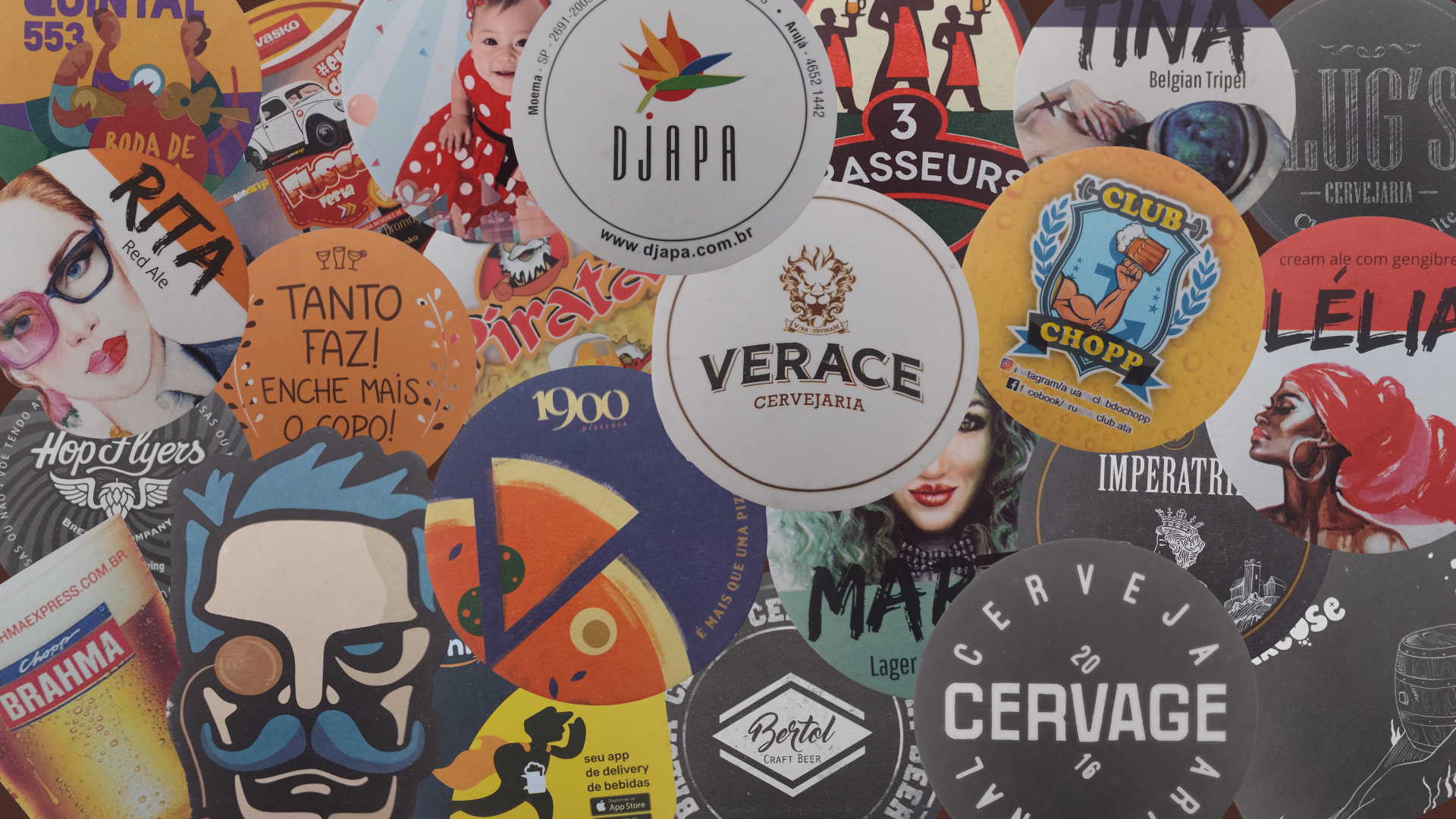 Coleção de bolachas de chopp personalizadas impressas para bares, cervejarias e eventos